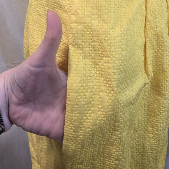 Eliza J New York Dress Yellow Size 12 Ruffles Pockets Lined Cotton - Picture 8 of 10